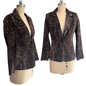 Rinascimento Leopard Print Blazer Jacket Lace Detail Made in Italy S